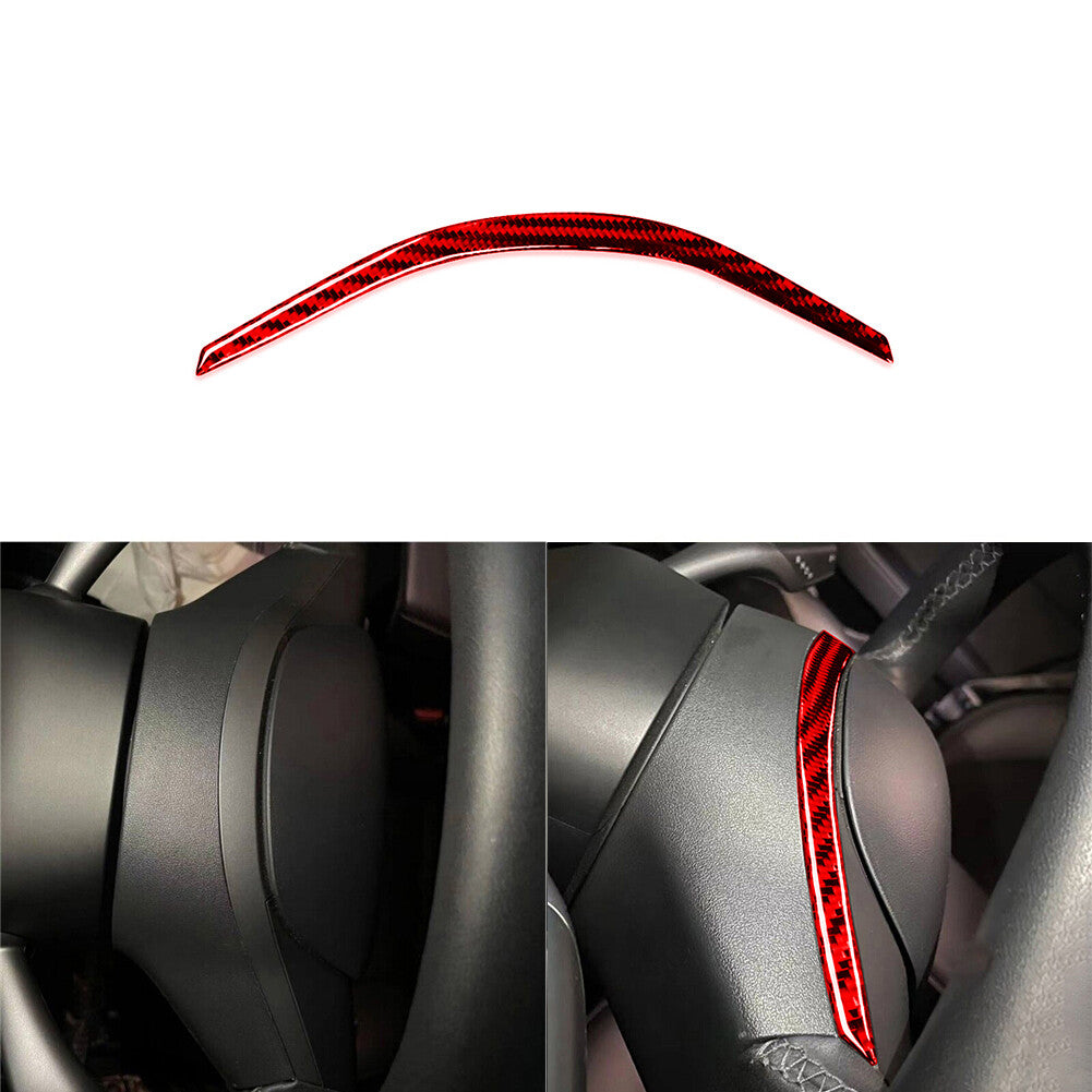 Red Carbon Fiber Interior Above Steering Wheel Cover Trim for Tesla for Model Y /3