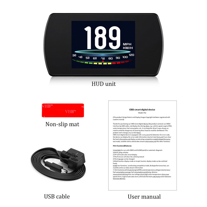 Car SUV OBD2 HUD Head Up Display Digital Speedometer Fuel Consumption Alarmay v