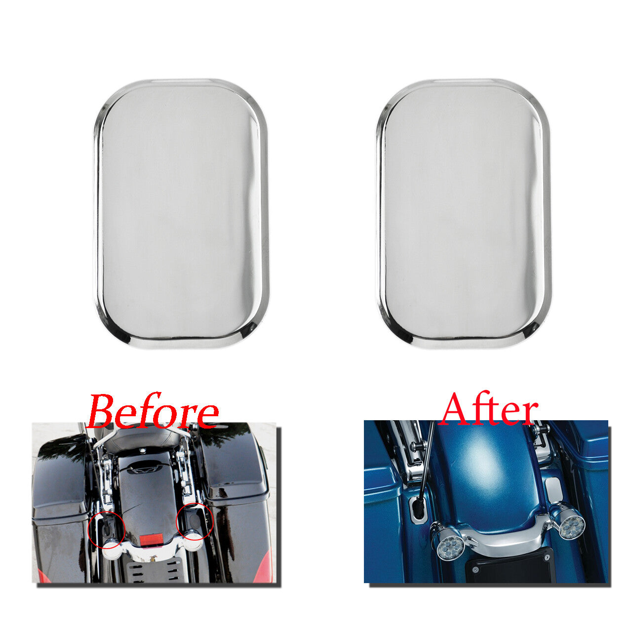 2x Chrome Rear Antenna Hole Plug Filler Cover Fits for Harley Touring 2006-2023