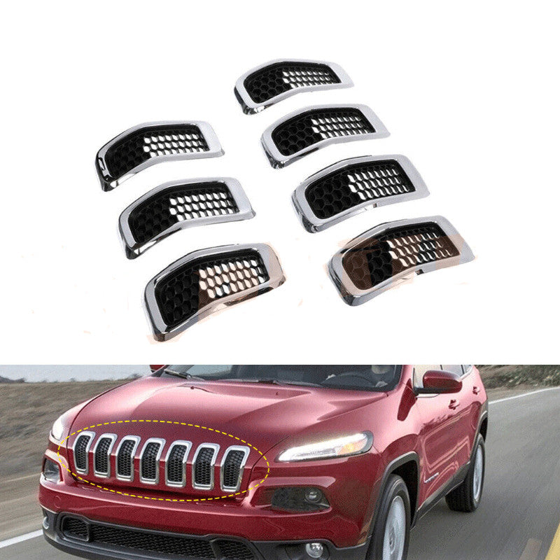 7x Chrome Radiator Grille Cover Inserts Trim for Jeep Cherokee 14-18 68138335AB