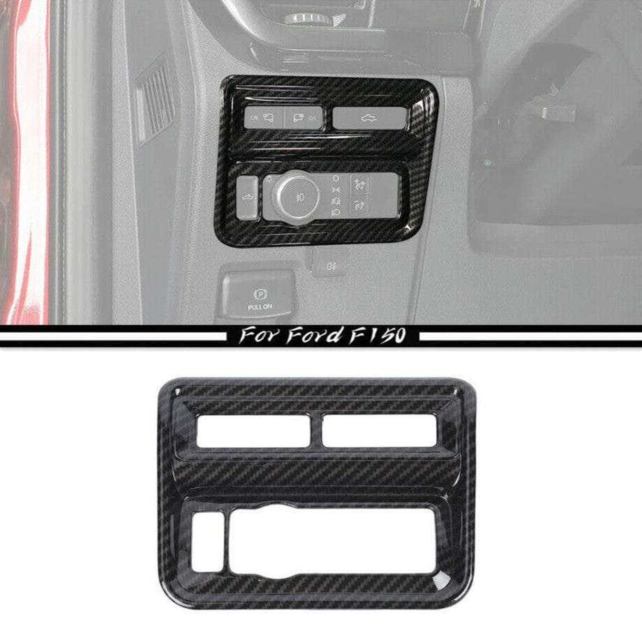 Car Headlight Switch Button Cover Trim For F150 21-2023 Accessories Carbon v