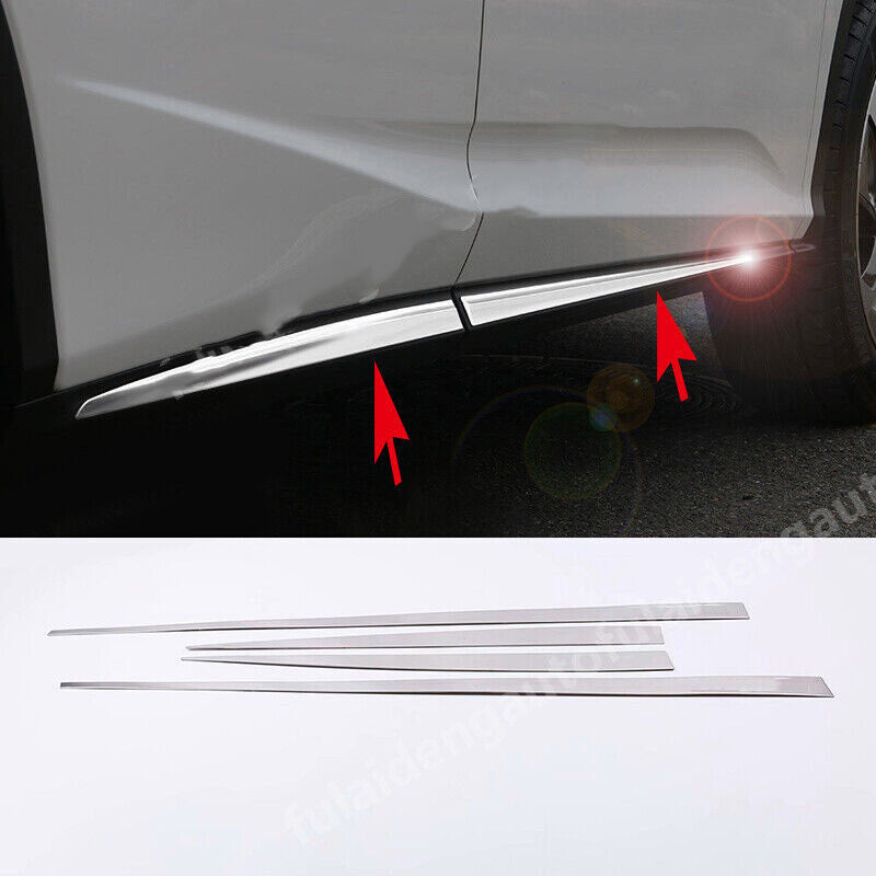 4Pcs for Lexus RX350/450H 2016-21 Chrome Steel Body Side Door Molding Strip Trim