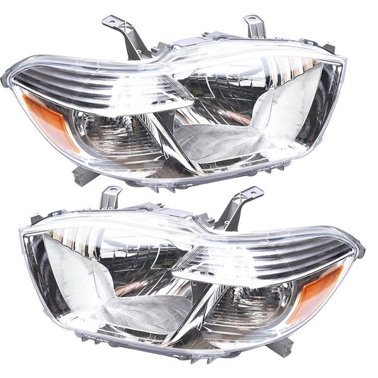 Transparent chrome-plated lens for halogen headlights suitable for Highlander 2008 - 2010 - n