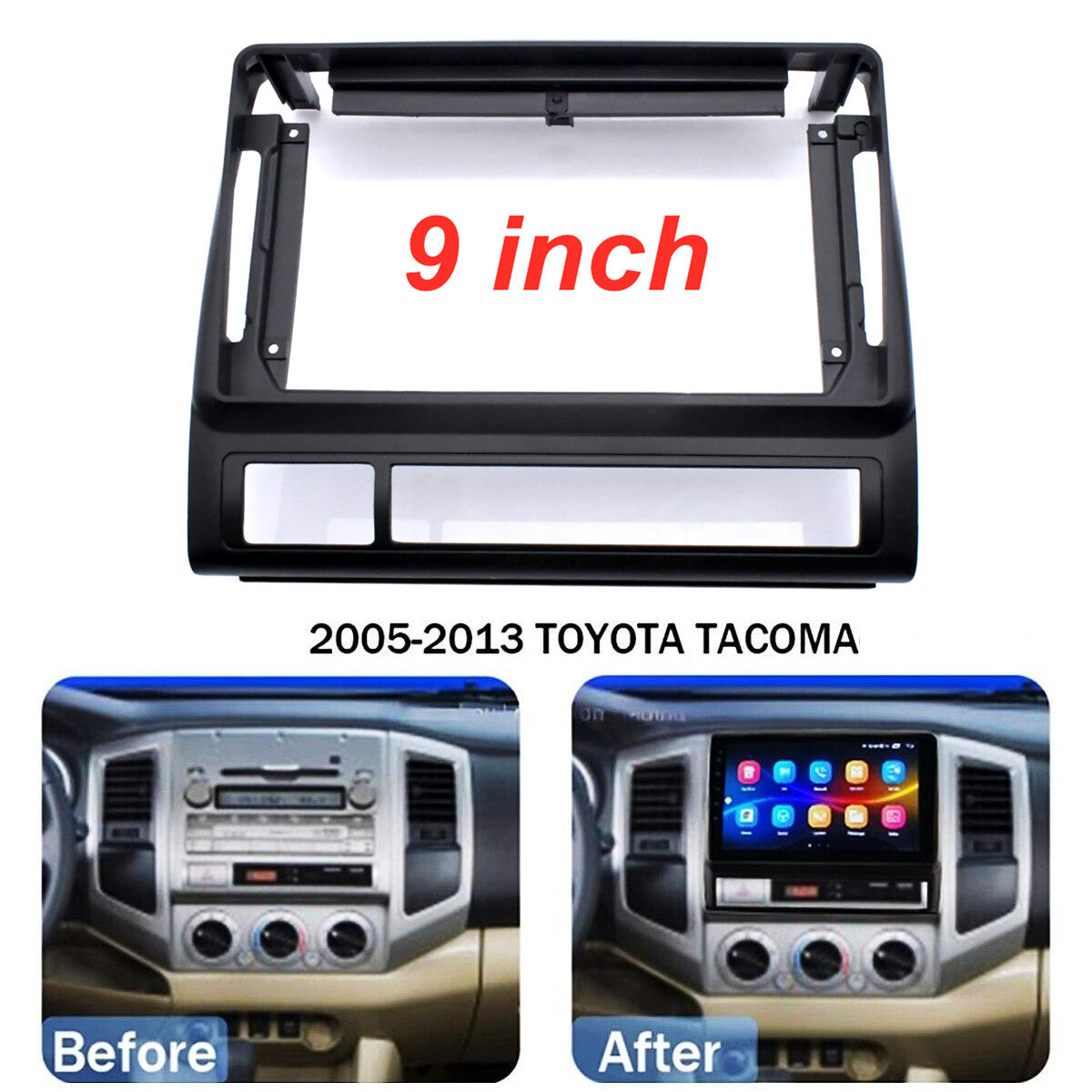 2DIN 9-inch for 05-13 Tacoma dashboard stereo radio Fascia panel frame trim - n
