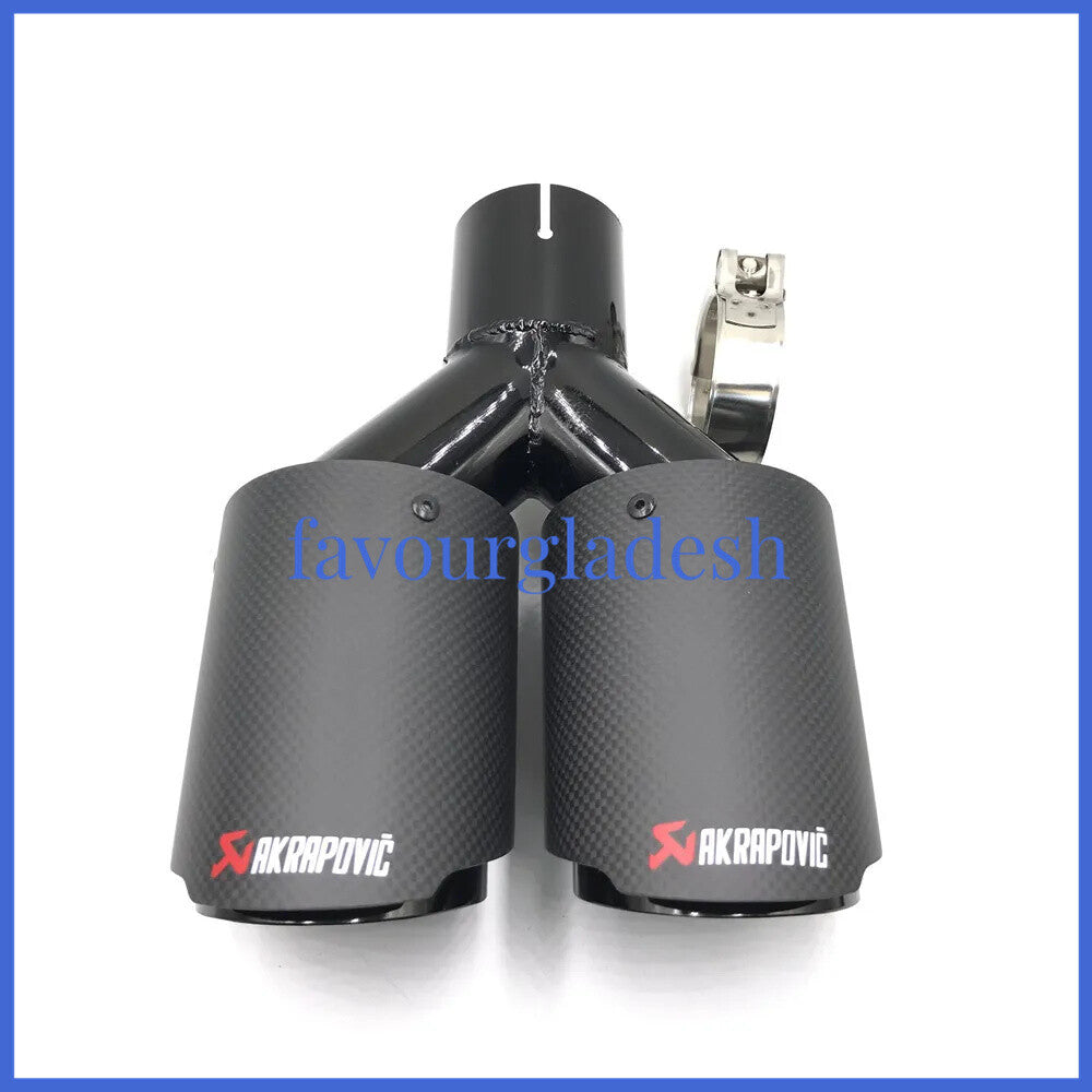 1PCS ID:2.5 (63mm) OD:4.0 (101mm) Akrapovic Carbon Fiber Exhaust Tip Dual Pipe