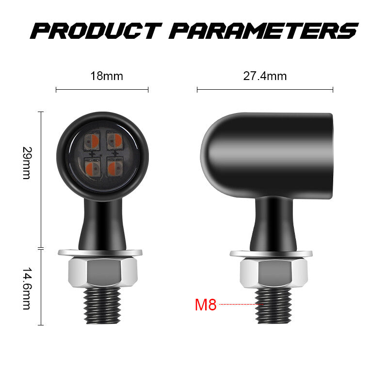 2X Motorcycle Universal for Mini Turn Signal Light Indicators Blinker Flowing Lamp