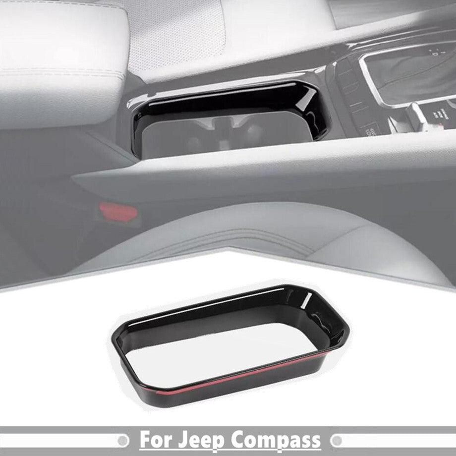 For 2022-2025 for Jeep Compass Gloss Black Central Water Cup Holder Cover Trim Decor v