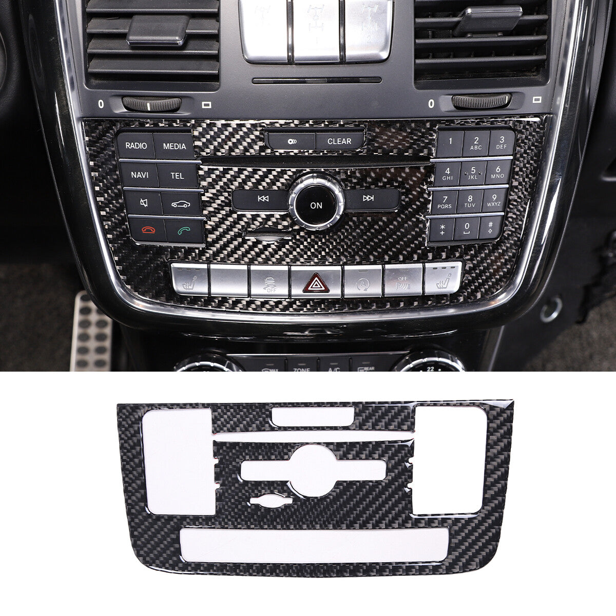 Carbon fiber center control CD button trim panel for G-Class - n