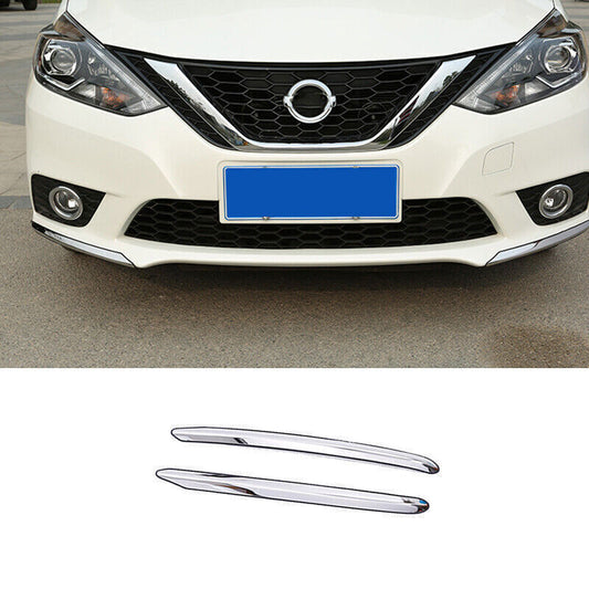 for Nissan Sentra Sylphy 13-19 Chrome Steel Front Bumper Side Spoiler Cover Trim