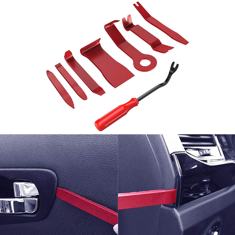 8Pcs Car Trim Removal Tool Kit Set Door Panel Fastener Auto Dashboard Tools Red Q