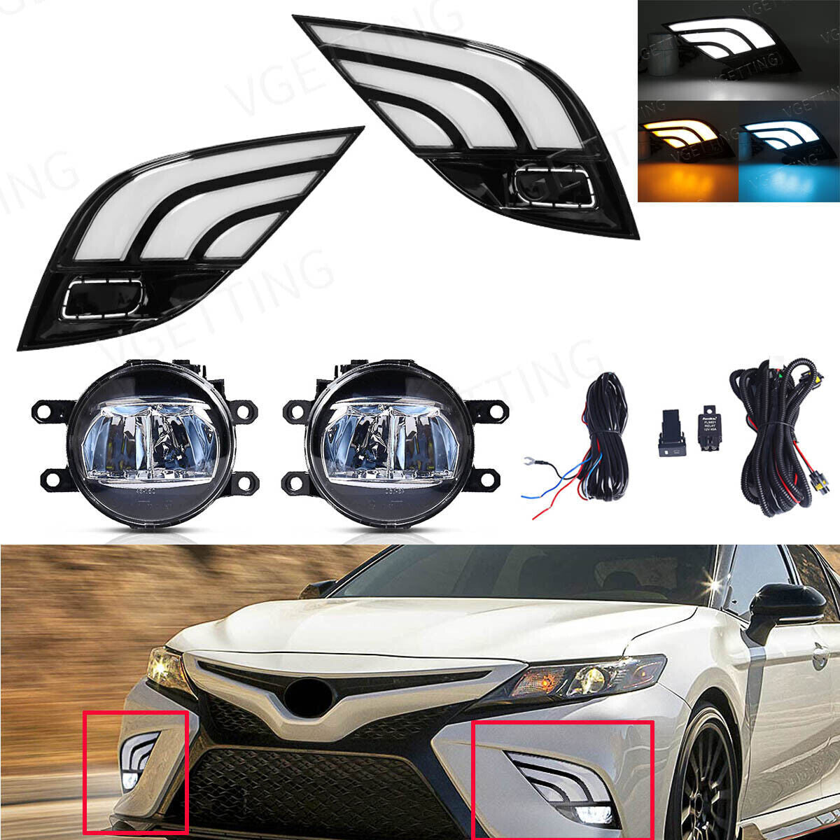 for Toyota for Camry SE XSE 2018-2020 LED Fog Lamp Daytime Running Light DRL Kit