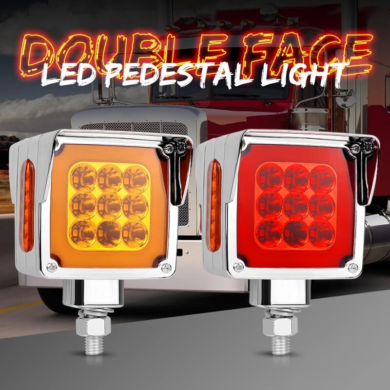 2X 3 Dual Face LED Turn Brake Side Marker Light Truck Trailer Square Red/Amber