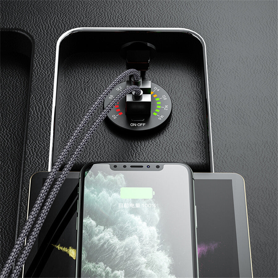 QC 3.0+PD Type-C Car Phone USB Fast for Charger W/LED Voltmeter ON OFF Power Switch