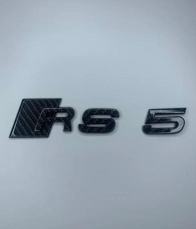 Carbon fiber rear badge boots and trunk badge stickers for Audi RS5