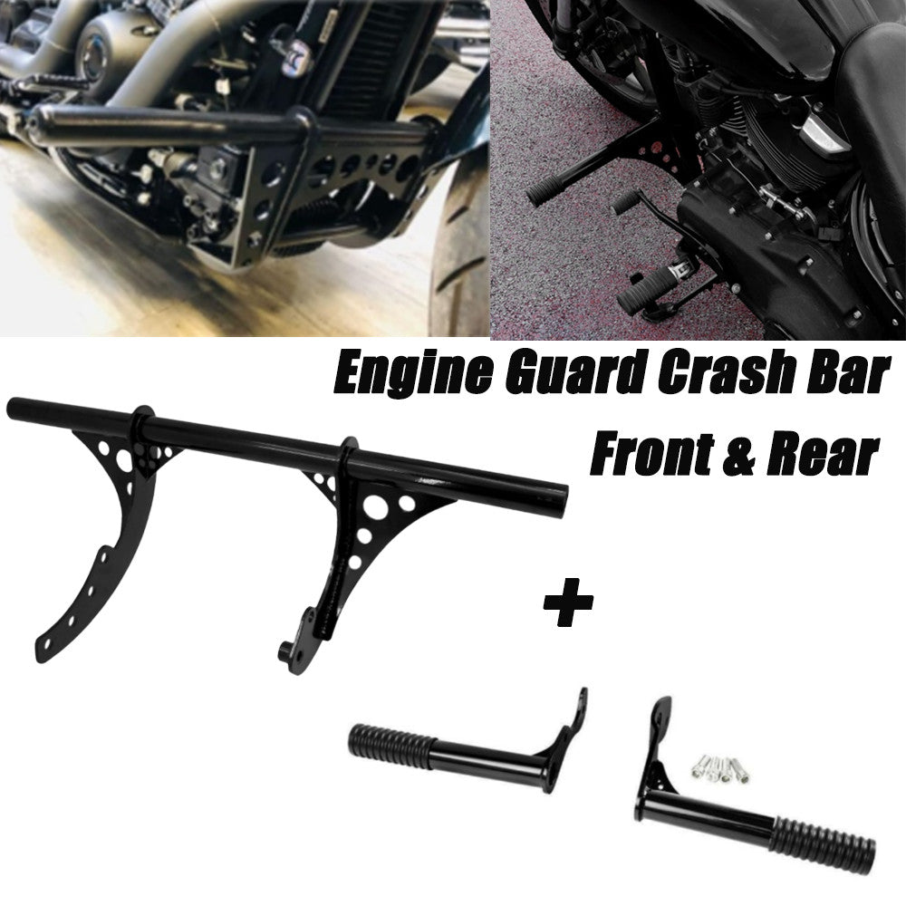 Front and rear highway engine guards and crash bars for Harley Low Rider 2018 - 2021 Black n