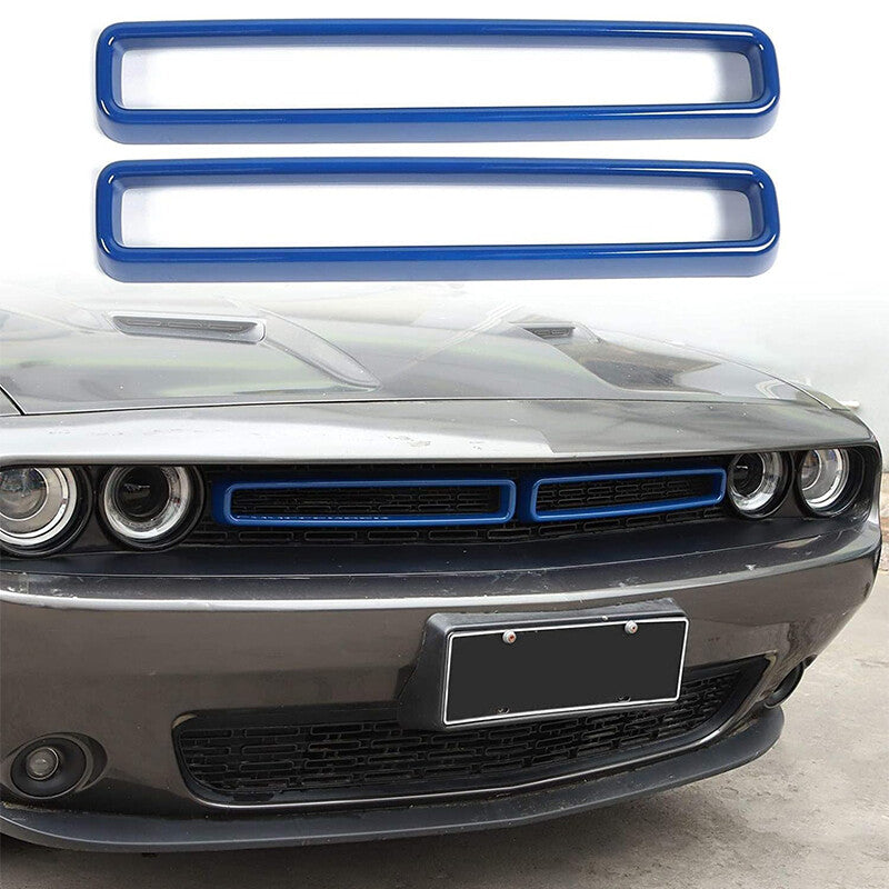 2¡Á Front Grille Radiator Grille Inserts Grillwork Trim for Dodge for Challenger Blue
