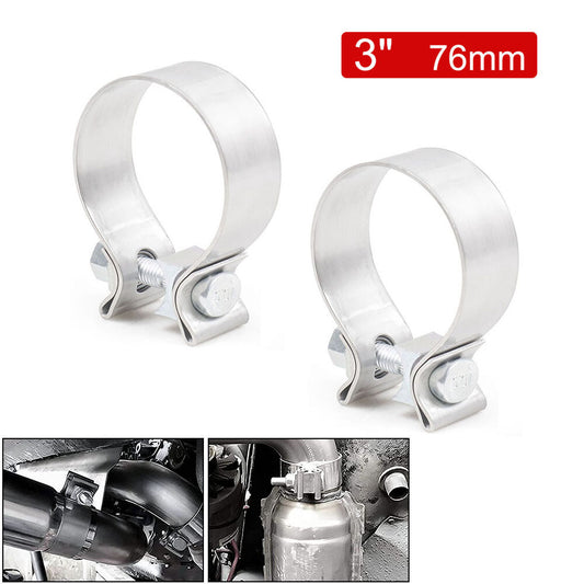 3 304 Stainless Steel Narrow Band Muffler Exhaust Pipe Clamp Sleeves 2PCS Q