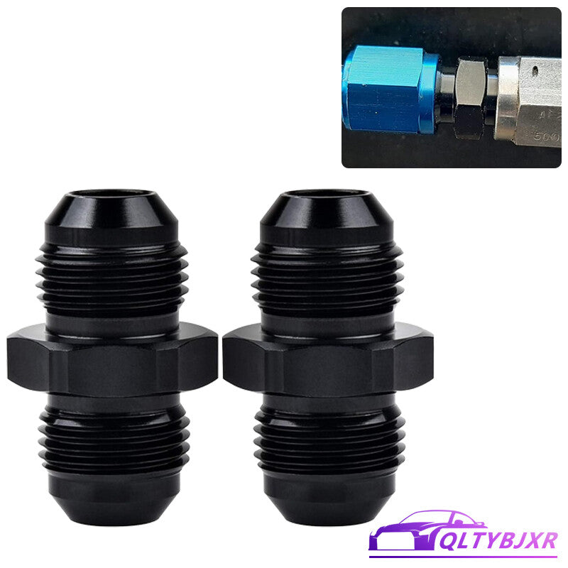 2Pcs 8AN to 8AN Male Flare Coupler Union Straight Fuel Hose Adapter Fitting Blk