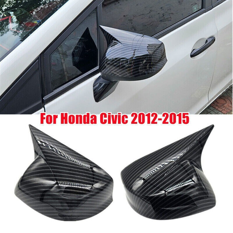 Carbon fiber horn-style side mirror covers are suitable for Honda for Civic 2012-2015 models. Q