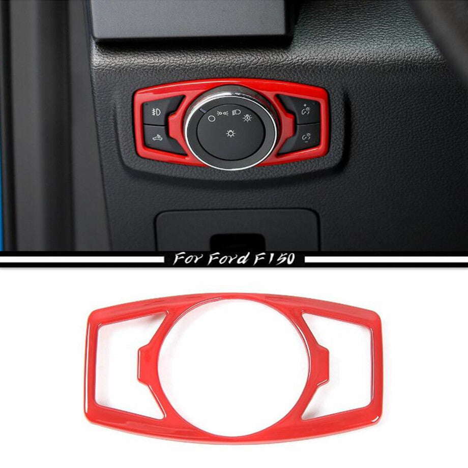 For 2015-2020 F150 ABS Red Interior Headlight Switch Knob Cover Trim v