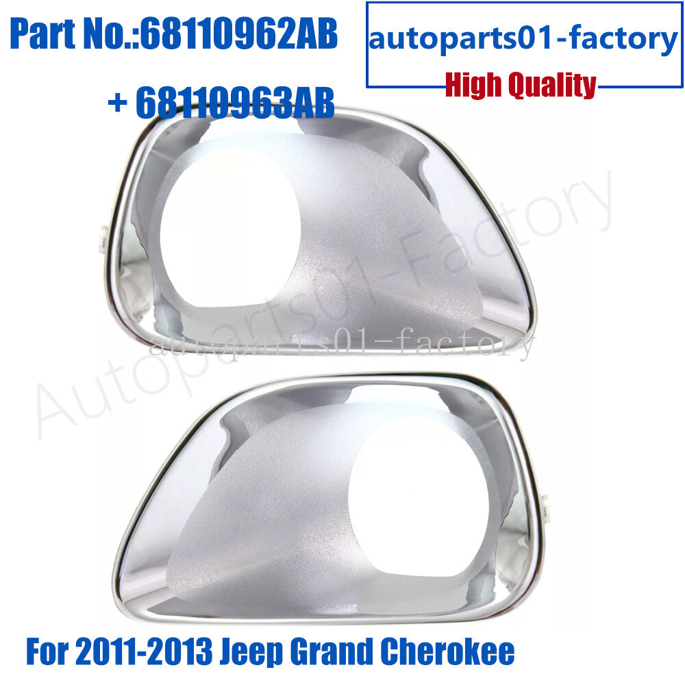 1Pair Left  Right Chrome Fog Light Trim For 2011-2013 for Jeep Grand Cherokee