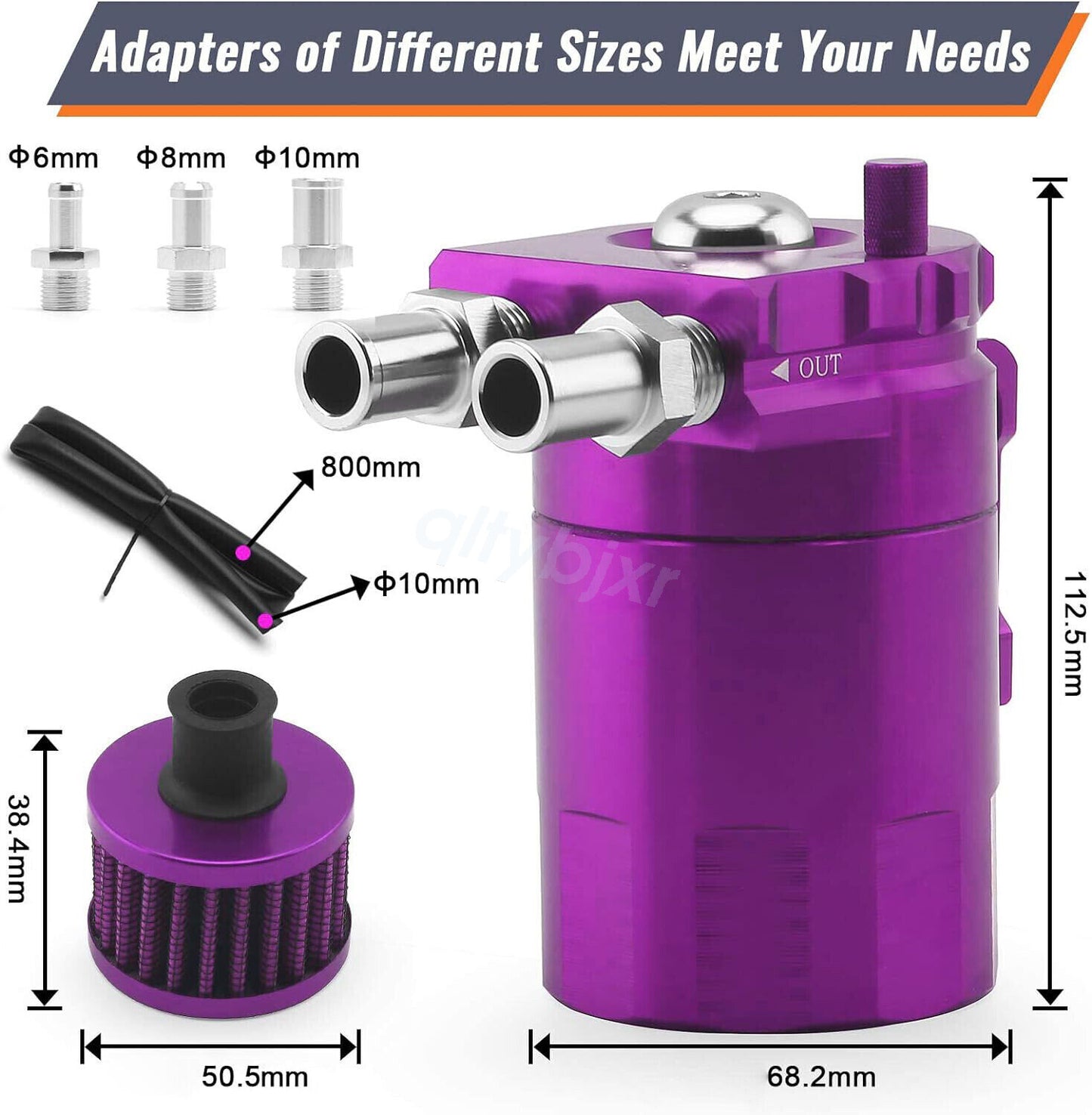 1Purple Oil Catch Can Kit with Breather Filter Reservoir Baffled Tank Aluminum