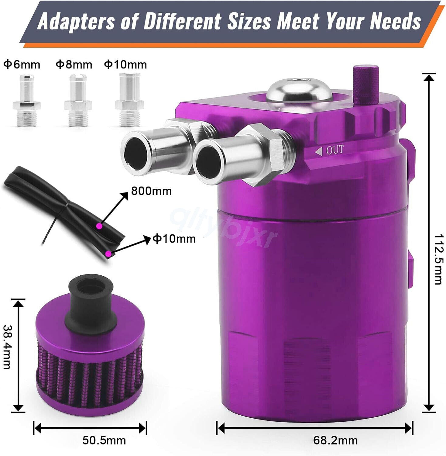 1Purple Oil Catch Can Kit with Breather Filter Reservoir Baffled Tank Aluminum