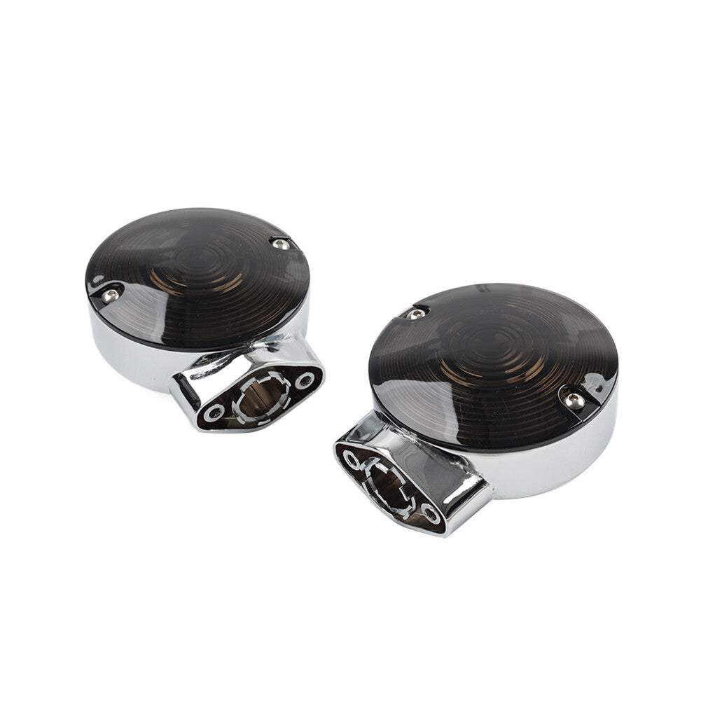 Chrome Turn Signal Housing Smoke Lens Covers for Harley Electra Tour Glide FLTCU Q
