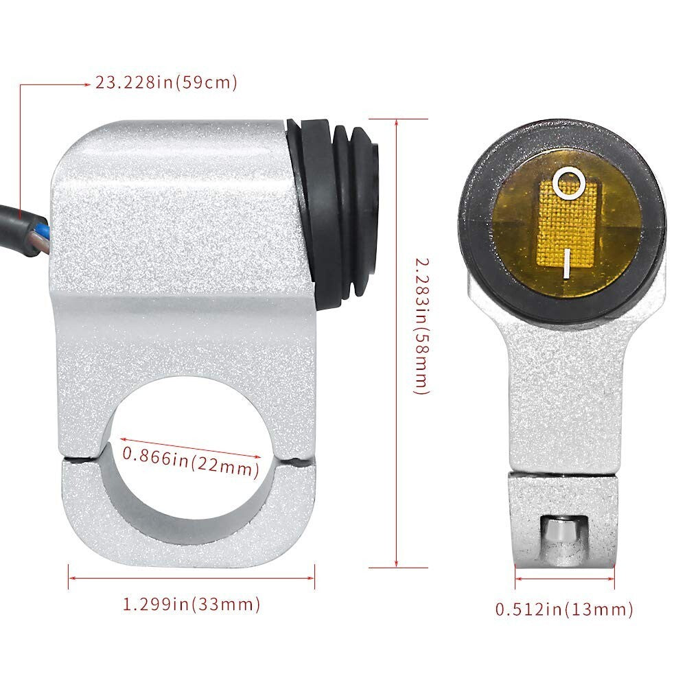12V 22mm Motorcycle Switch Push Button 10A with Yellow Indicator Light
