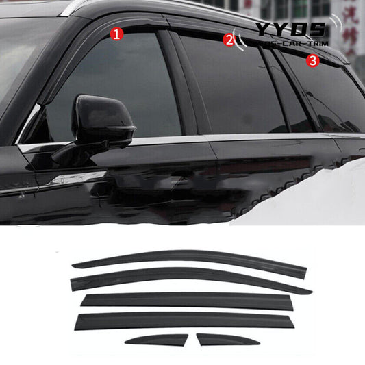 for Lincoln Aviator 2020-2023 Black Window Visor Vent Shades Sun Rain Guard 6Pcs