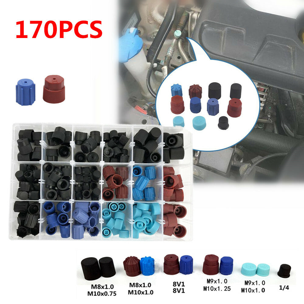 170pcs Car SUV Repair A/C r134a r12 High and Low Side Valve Core Port Dust Cover Kit n