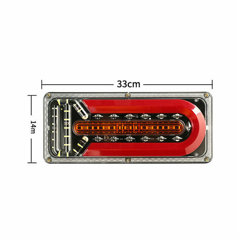 1-pack 24V truck trailer RV rail lights with LED turn signals and driving brake lights n