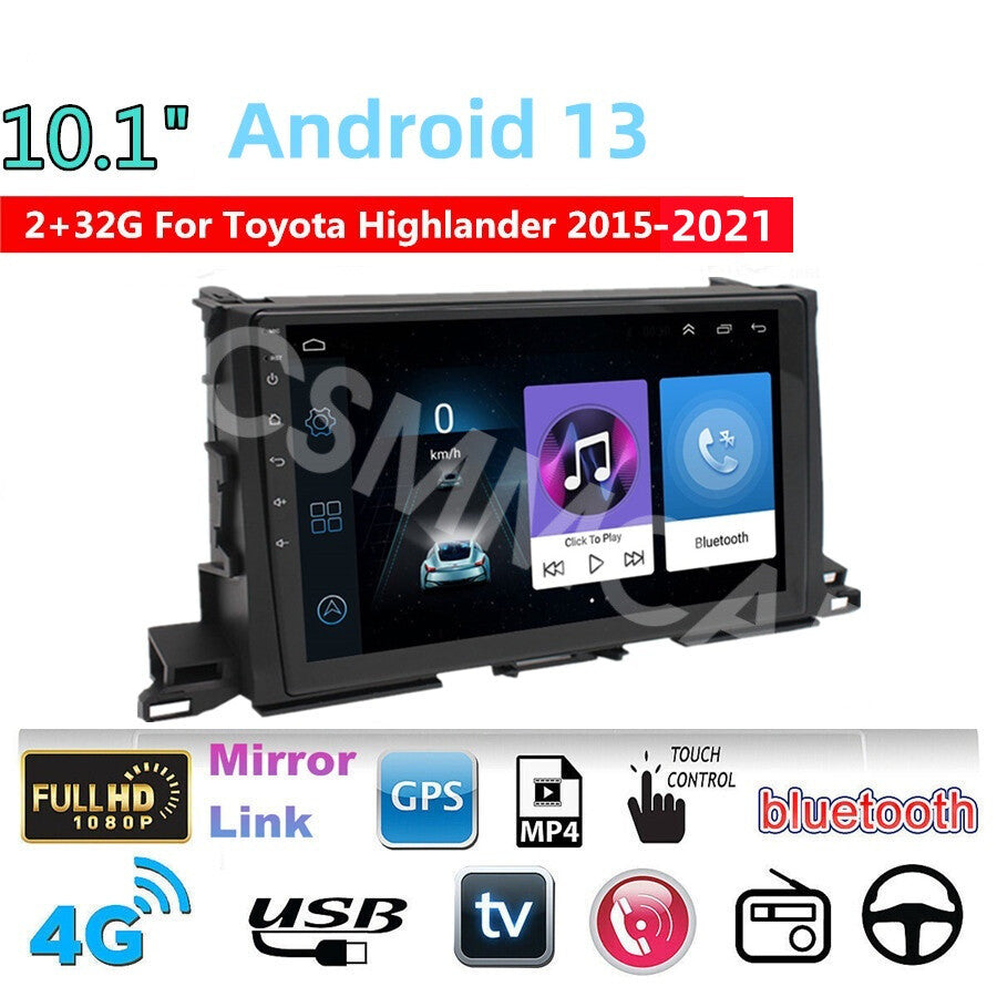 10.1 Android Car Radio Stereo Fit for Toyota Highlander 2015-2021 For CarPlay