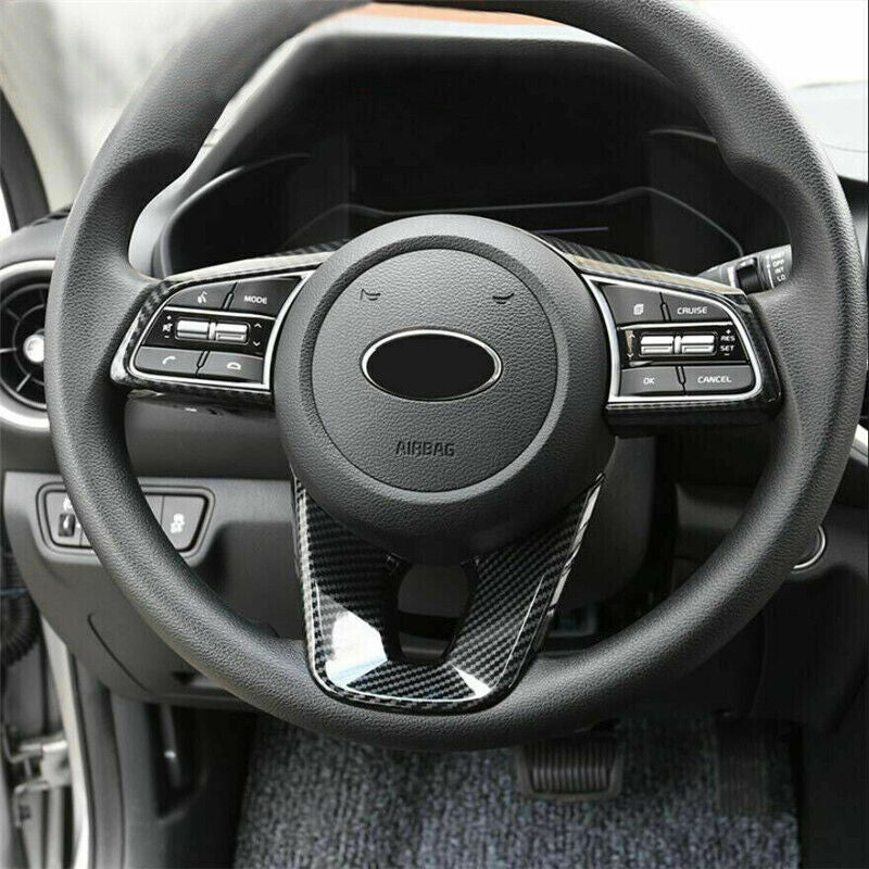 Carbon Fiber Steering Wheel Decor Cover Trim for Kia K3 Forte Cerato 2019-2022