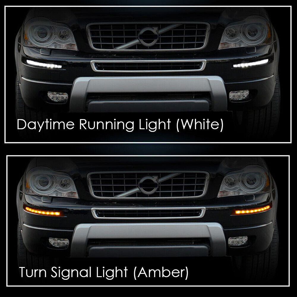 for Volvo XC90 2007-2014 LED DRL Daytime Running Light Bumper Fog Lamp w/ Turn Q