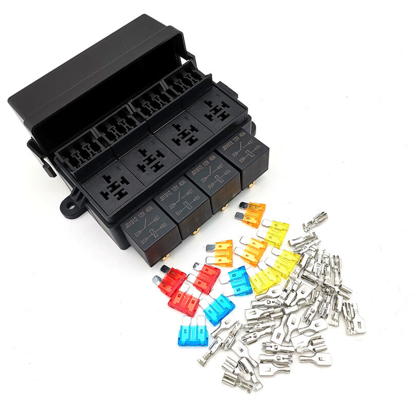 12 Way Blade Fuse Holder Box w/ Spade Terminals Relay for Car Truck Boat US Ship Q
