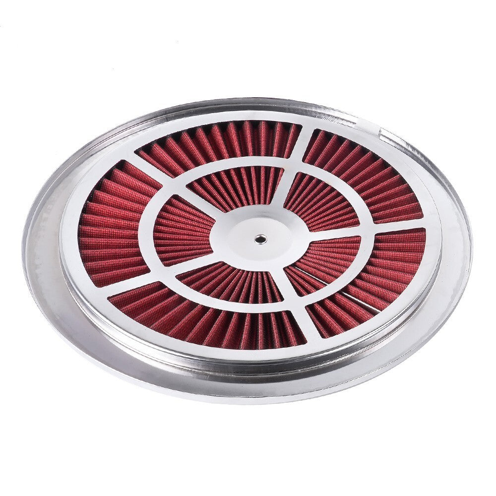 14in x 3in Air Cleaner Set Super Flow Washable Element Black Recessed Chrome Top Q