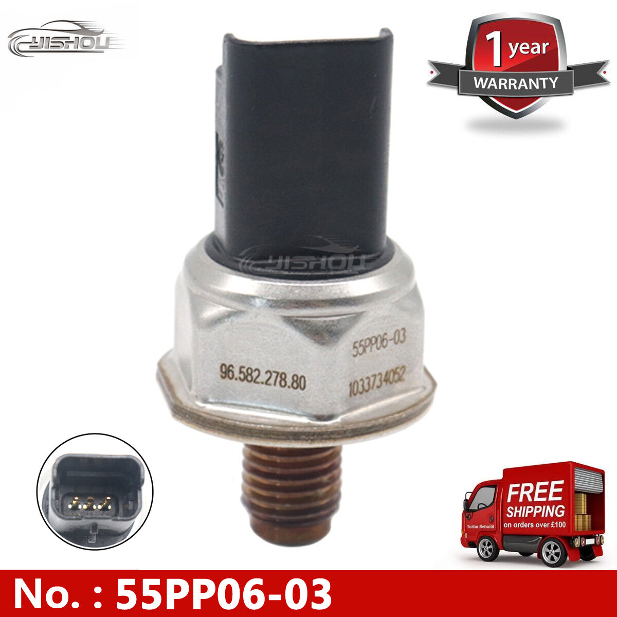 FUEL RAIL Pressure Regulator Sensor 55PP06-03 Suitable for Citroen for PEUGEOT 1.4 1.6 HDI