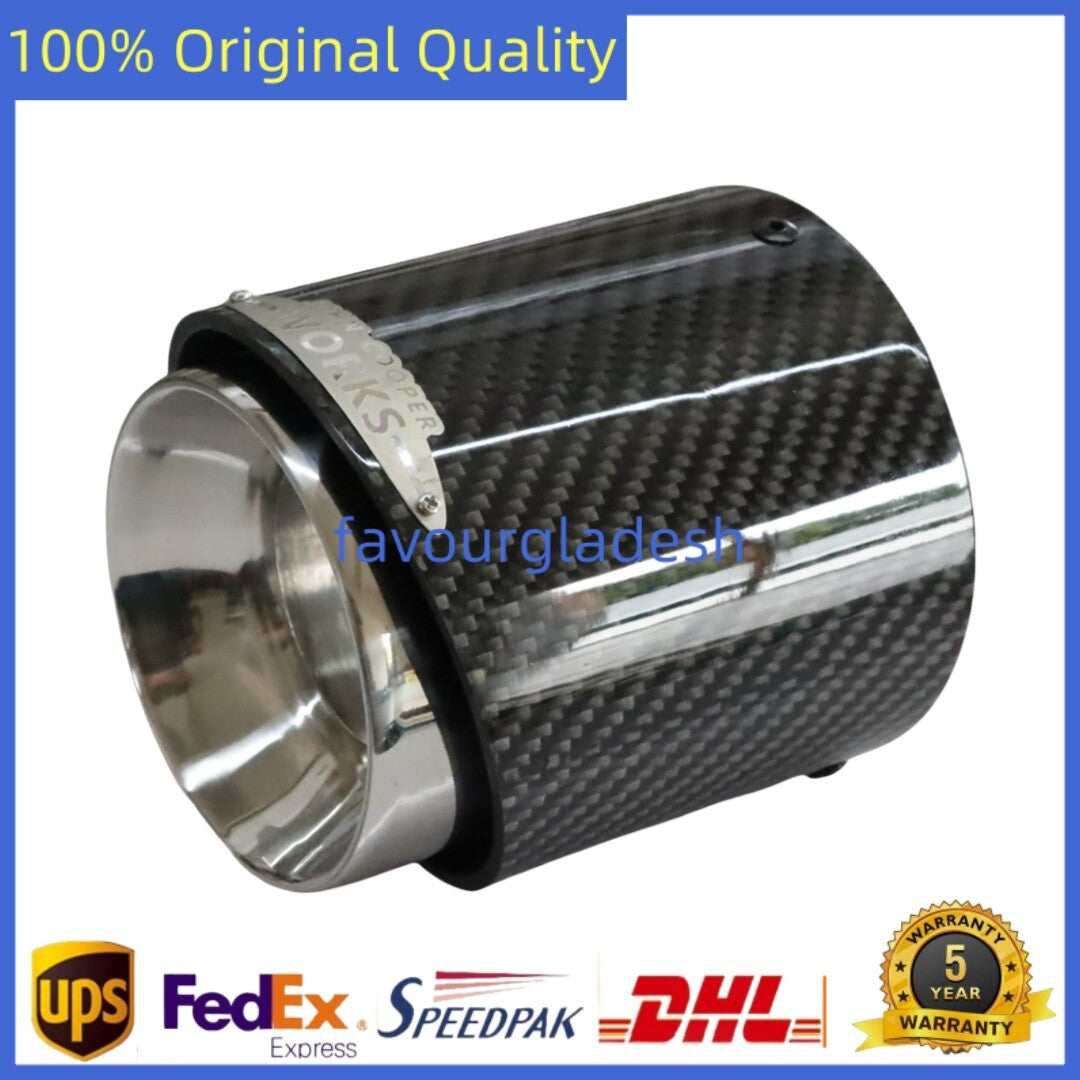 Carbon Fiber Steel Exhaust Pipe Tail Muffler Tip JCW For Cooper F54 F55 F56