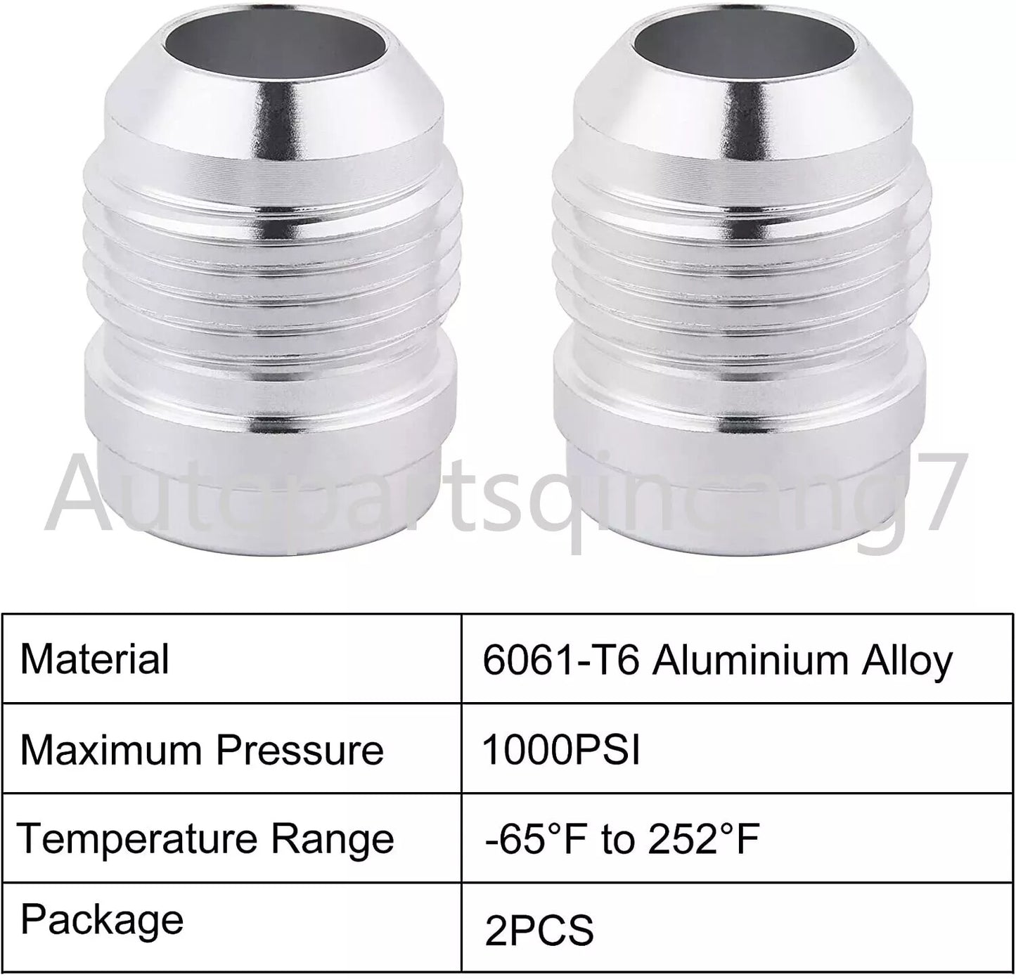 Male Fittings 8AN Bung Hose Adapter Fuel Oil Kit Weld On Aluminum 2Pcs