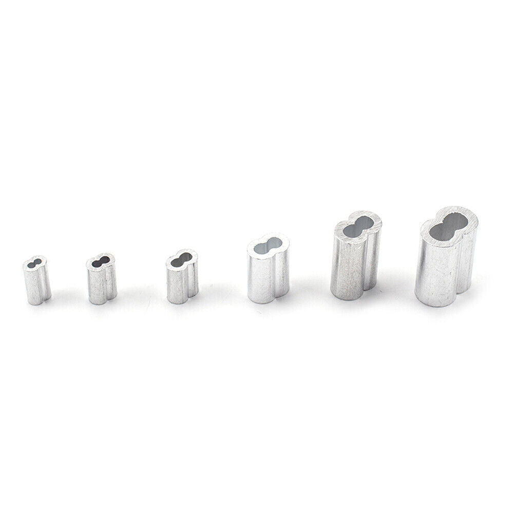 180Pcs 6 Size Aluminum Double Barrel Ferrule Crimping Loop Sleeve For Assortment