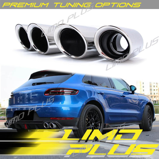 GTS Style Exhaust Muffler Tips Chrome for 2019-2024 for Porsche Macan 2.0L Base Q