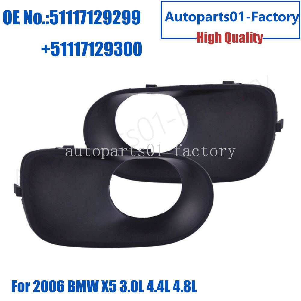 1Pair Front Bumper Cover Fog Light Lamp Lens Trim for 2006 for BMW X5 3.0L 4.4L 4.8L