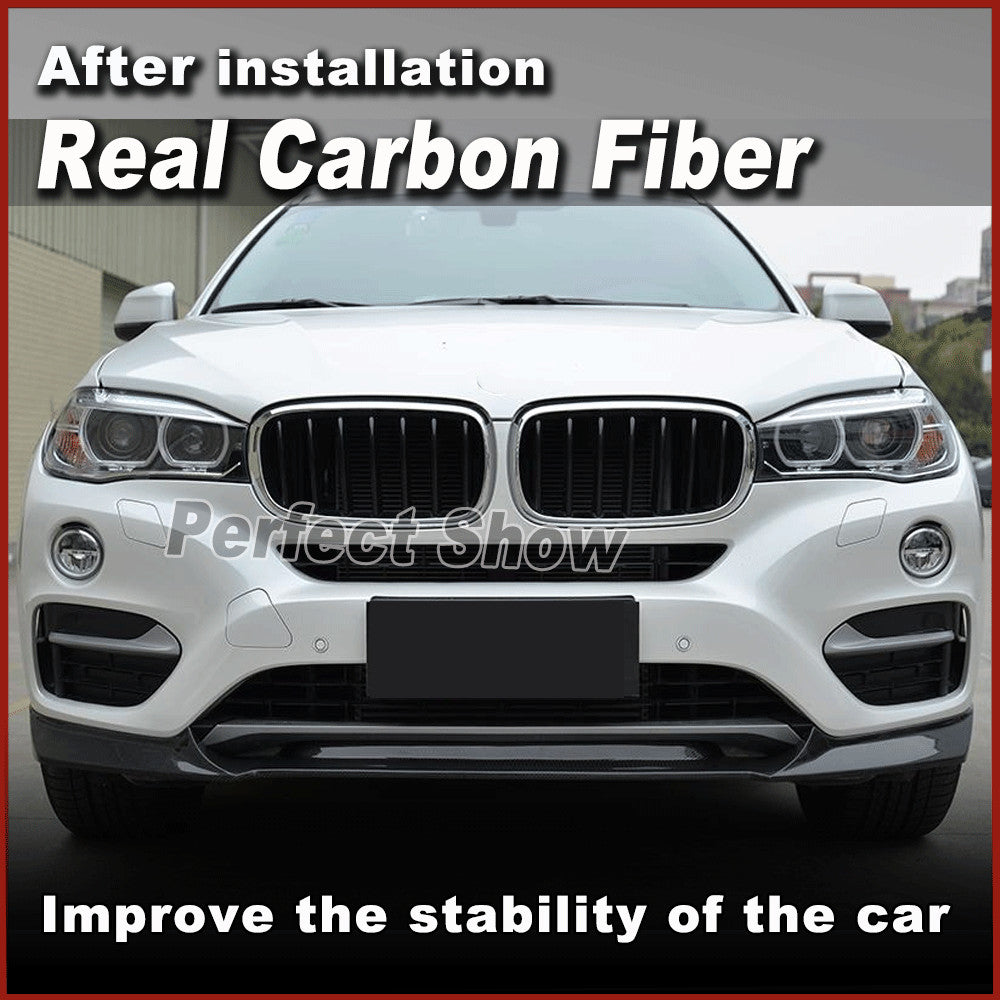 Fit for BMW X6 F16 Base 2015-18 REAL Carbon Fiber Front Bumper Spoiler Chin Lip