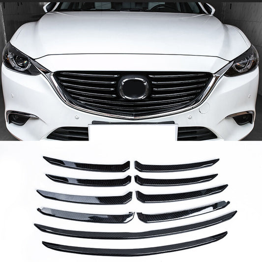 for Mazda 6 Atenza 2017-2018 Carbon Fiber Front Center Mesh Grille Strip Trims
