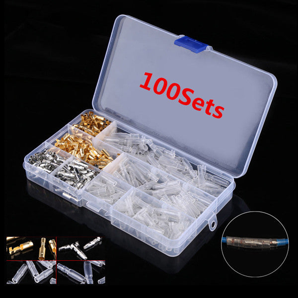 100-piece pack of 3.9mm brass bullet connectors, male and female wire terminals for automotive motors - n