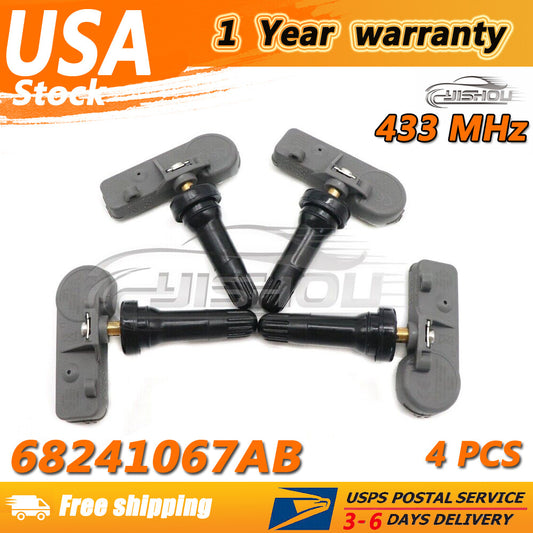Set (4) 68241067AB 56029398AB for CHRYSLER for JEEP for DODGE TPMS TIRE PRESSURE SENSOR Q