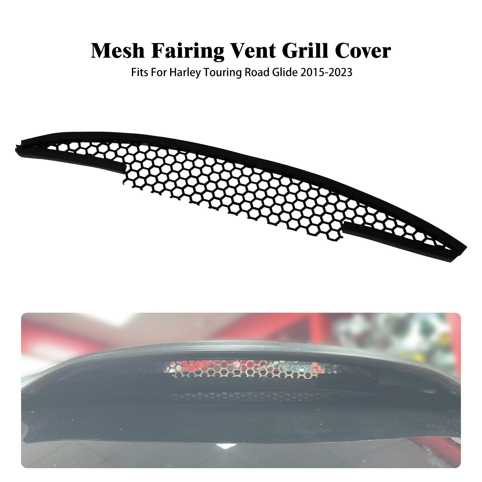 Black Mesh Fairing Vent Screen Top Grill For Touring for Harley Road Glide 2015-2024