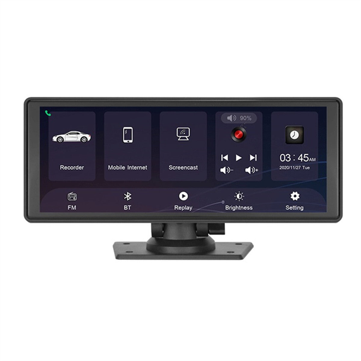 10.26in Car DVR Dual Dash Cam Touch Screen GPS FM For Apple Carplay Android Auto