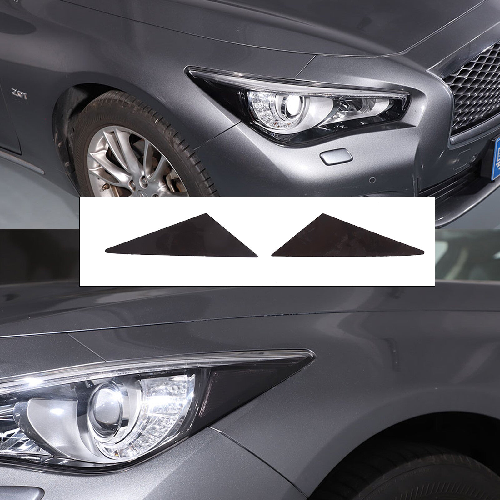 Suitable for 14-22 for Infiniti Q50 headlight side markings smoked pre-cut vinyl tone cover - n